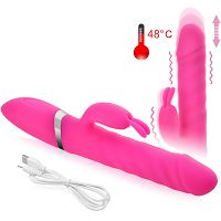 Wibrator posuwisty z królikiem do łechtaczki - funkcja grzania do 48stc - 71685375 - 4
