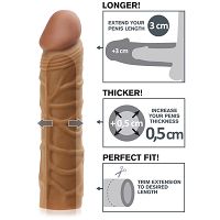 Nakładka z cyberskóry przedłużająca i pogrubiająca penisa realistyczny kształt - 74720601 - 6