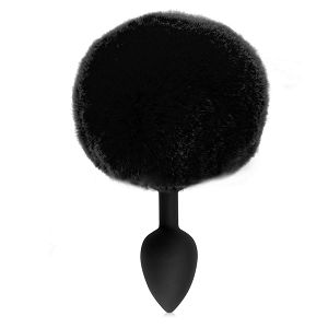 Czarny silikonowy korek analny z pomponem  anal plug 12 cm - 76666321