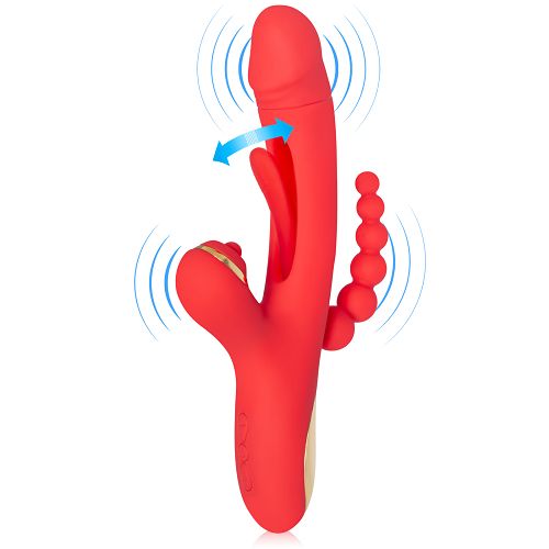 Wibrator 3w1 z ruchomym języczkiem i stymulatorem analnym - 71946795