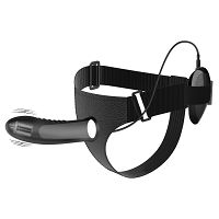 Czarny pas strap-on z wibrującym penisem 18,5 cm pegging - 78192200 - 3