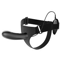 Czarny pas strap-on z wibrującym penisem 18,5 cm pegging - 78192200 - 5