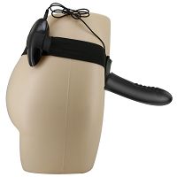 Czarny pas strap-on z wibrującym penisem 18,5 cm pegging - 78192200 - 6