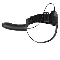 Czarny pas strap-on z wibrującym penisem 18,5 cm pegging - 78192200 - 8