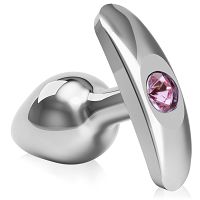 Korek analny ze stali nierdzewnej plug z rączką i kryształem - 87654436 - 2