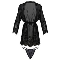 Kuszący czarny szlafrok Dkaren Anette bielizna - 78187040 - 5