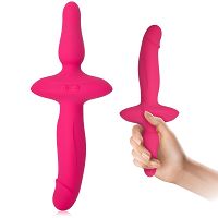 Dwustronny silikonowy wibrator penis anal plug 100 funkcji - 73656211 - 6