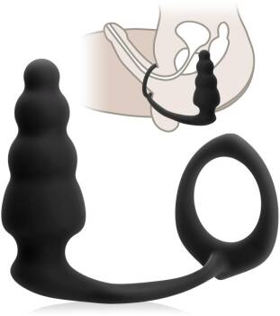 KOREK DO ANUSA MASAŻER PROSTATY PIERŚCIEŃ NA PENISA - 78802066