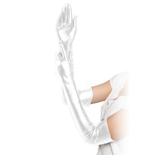 Zmysłowe długie erotyczne rękawiczki w kolorze białym 52 cm  - 76446264