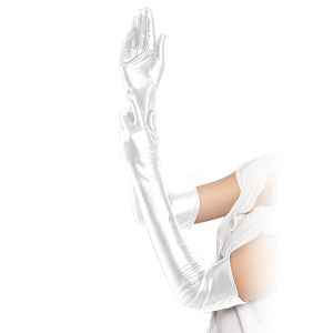 Zmysłowe długie erotyczne rękawiczki w kolorze białym 52 cm  - 76446264