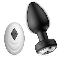 Czarny wibrujący korek analny 10 wibracji + pilot - 73077965 - 2