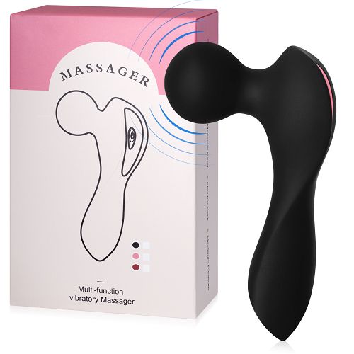 Czarny mini masażer dla kobiet wand 10 opcji wibracji - 77885483