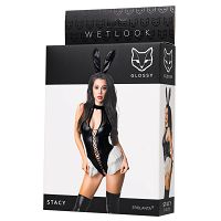 Zmysłowe body Glossy Wetlook Stacy z uszami królika - 71779389 - 6