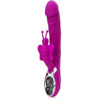 Wysokiej jakości duży wibrator z motylkiem podgrzewany do 45stc - 71637444 - 3