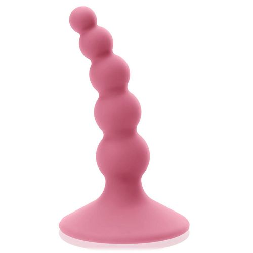 Zagięty silikonowy kulkowy korek, plug analny z przyssawką - 56931847