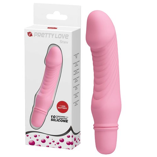 Różowy silikonowy miniwibrator na baterie 10 funkcji - 71839724