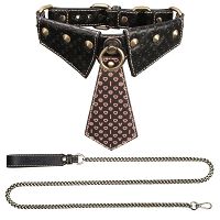 Rebellion skórzany zestaw BDSM obroża z krawatem i smyczą 120 cm - 70580710 - 5