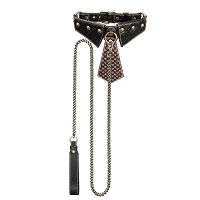 Rebellion skórzany zestaw BDSM obroża z krawatem i smyczą 120 cm - 70580710 - 6