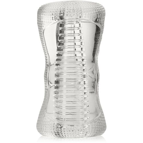 Żelowy masturbator dwustronny ze stymulującymi prążkami - 75795538