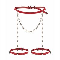 Obsessive Inferro czerwona uprząż na uda z łańcuszkami - 73110920 - 3