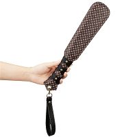 Solidna skórzana packa BDSM z tłoczonym wzorem 20 cm - 79032451 - 8