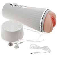 Wibrująca sztuczna pochwa 36 opcji stymulacji biała tuba rozkoszy soczysta cipka - 76054162 - 2