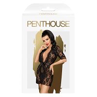 Penthouse Sweet Retreat czarne przezroczyste kimono + stringi - 79236019 - 4