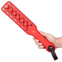 Masywna czerwona packa BDSM ze sznurowaniem 38 cm - 72142572 - 8