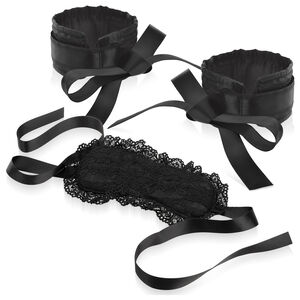 KORONKOWY ZESTAW BDSM - MASKA NA OCZY + ZESTAW OPASEK NA NADGARSTKI - 70622140