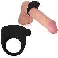 Czarny pierścień erekcyjny na penisa z wibracjami - 71923663 - 5