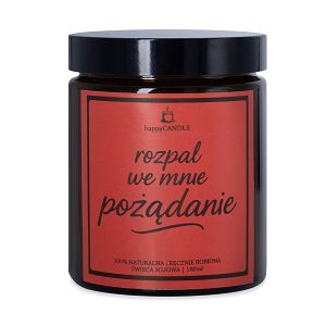 Świeca sojowa z napisem "Rozpal we mnie pożądanie" na walentynki - 72196190