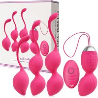 Duży zestaw wibrujących kulek gejszy + erotyczny masażer - 10 funkcji wibracji i pulsacji - 73691126 - 2