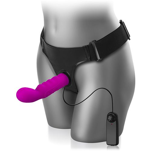 Silikonowy strap on z wibracjami - lbb 022041