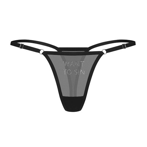 Obsessive Violami przezroczyste stringi z napisem 