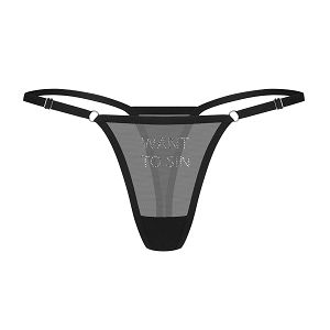 Obsessive Violami przezroczyste stringi z napisem "Want to Sin"- 71170712