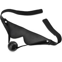 Opaska na oczy + knebel z kulką maska bdsm do kneblowania 2w1 - 70876164 - 2
