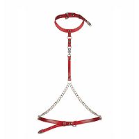 Obsessive Inferro czerwona uprząż na biust z łańcuszkami - 75356403 - 2