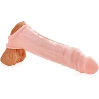 Sex nakładka powiększająca penisa +2 cm, masujące wypustki, naturalny wygląd - 70344653 - 2