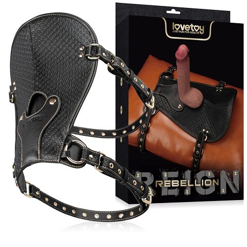 Rebellion skórzane siodło nakładka na poduszkę z uchwytem na dildo - 77419971
