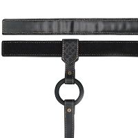 Rebellion regulowany skórzany pas strap-on ze złotymi detalmi i ringiem  - 74528526 - 8