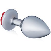 Stalowy elegancki korek analny z różą 9 cm - 71737640 - 2