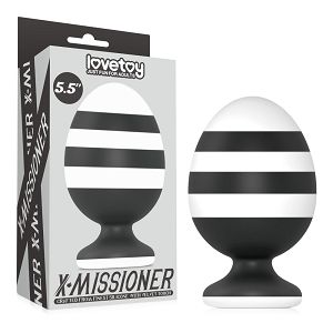 Duży biało-czarny korek analny anal plug na przyssawce 8,3 cm - 76660858