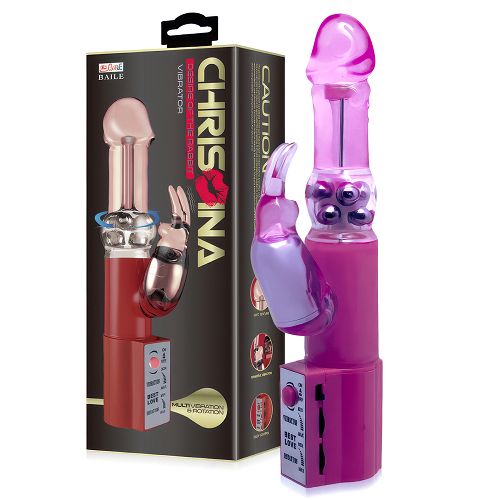 Rotacyjny wibrator ze stymulującym króliczkiem i kulkami 24 cm - 76523033