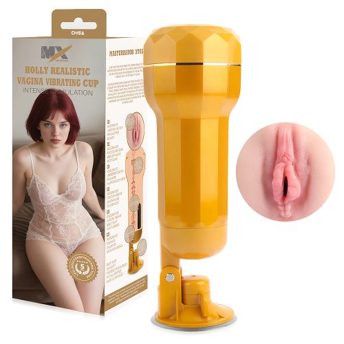 Realistyczna sztuczna pochwa Holly z regulowaną przyssawką i wibracjami - 75571921