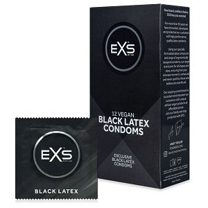 Prezerwatywy z czarnego lateksu EXS BLACK LATEX 12 szt. - 78496749