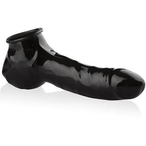 Lateksowa czarna nakładka na penisa i jądra - dsr 0529109