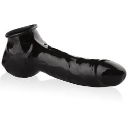 Lateksowa czarna nakładka na penisa i jądra - dsr 0529109