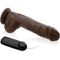 Duży realistyczny brązowy wibrator gruby penis 22,5 cm - 78223638 - 3