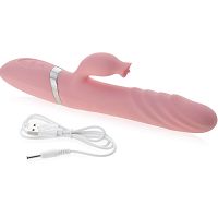 Podgrzewany do 48stc wibrator posuwisty z wypustką do łechtaczki i języczkiem - 71122705 - 2