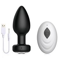 Zestaw czarnych korków analnych  3 klasyczne + wibrujący - 76928285 - 6